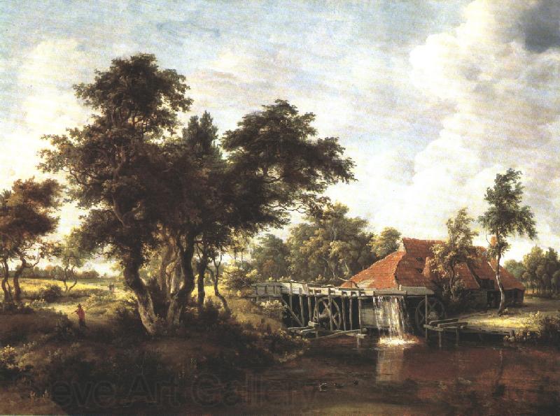 HOBBEMA, Meyndert Wooded Landscape with Water Mill wf Norge oil painting art